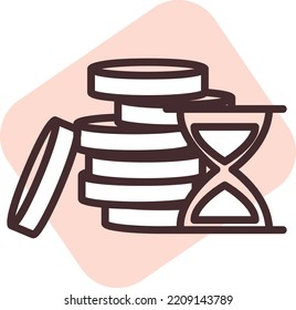 Hourglass timer, illustration, vector on white background.