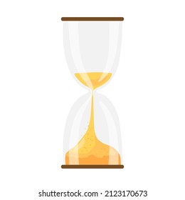 Hourglass timer isolated clock. Running sandglass. Sandglass Icon. Sand Timer. Time and business management concept. Color Flat cartoon vector illustration on white background.
