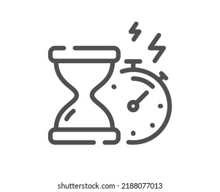 Icono de la línea del temporizador de cristal de agua. Señal de tiempo de Stopwatch. Símbolo de reloj de cuenta regresiva. Elemento de diseño de calidad. Icono de temporizador de vidrio de color de forma lineal. Trazo editable. Vector