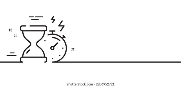 Hourglass timer line icon. Stopwatch time sign. Countdown clock symbol. Minimal line illustration background. Hourglass timer line icon pattern banner. White web template concept. Vector