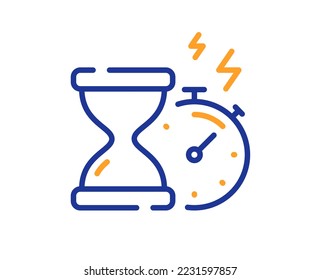 Hourglass timer line icon. Stopwatch time sign. Countdown clock symbol. Colorful thin line outline concept. Linear style hourglass timer icon. Editable stroke. Vector