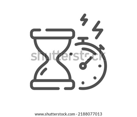 Hourglass timer line icon. Stopwatch time sign. Countdown clock symbol. Quality design element. Linear style hourglass timer icon. Editable stroke. Vector