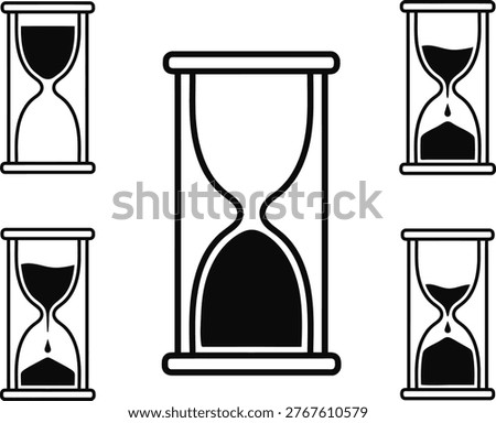 Hourglass Timer Sequence: 5 Stages of Time Passing Icon Set