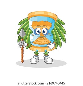 the hourglass tribal man mascot. cartoon vector