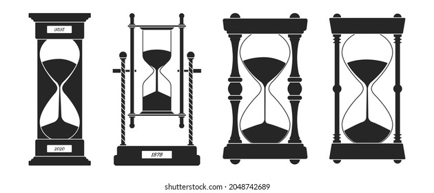 Hourglass vector black set icon. Vector illustration sandglass on white background. Isolated black set icon hourglass .