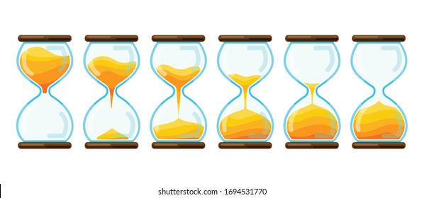 Hourglass vector cartoon set icon. Vector illustration sand clock on white background. Isolated cartoon set icon hourglass.