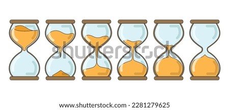 Hourglass vector color set icon. Vector illustration sand clock on white background. Isolated color set icon hourglass.