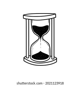 hourglass in vector file with doodle handdraw style. black and white outline