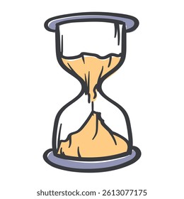 Hourglass. Vector hand drawn illustration for sticker, print. Time, speed, deadline icon