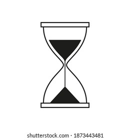 Icono vectorial de vidrio de reloj de arena. Reloj negro sobre fondo blanco.