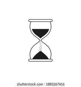 Icono vectorial de vidrio de reloj de arena. Reloj negro sobre fondo blanco.