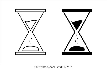 Hourglass vector icon. Black vector hourglass icon. Sandglass timer vector. Sand glass timer icon set design. Sand watch icon.