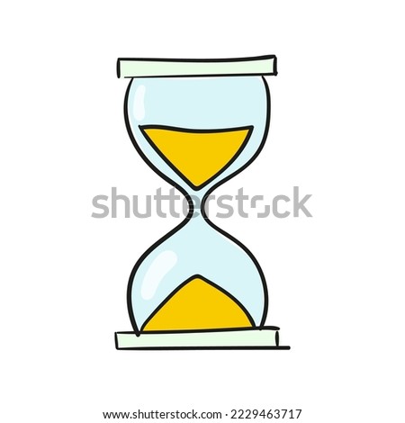 Hourglass vector icon hand drawn. Sand glass drawn in cartoon style.