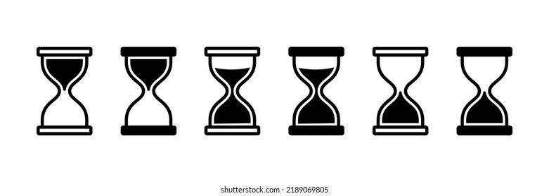 Hourglass vector icon. Line sand clock symbol. Time flow illustration