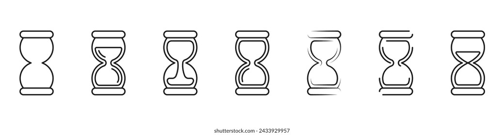 Conjunto de iconos de vector de reloj de arena. Logo de Reloj de Arena. Icono de negocio. Concepto de fecha límite. Vector de vidrio de reloj de arena. Vector de reloj de arena.
