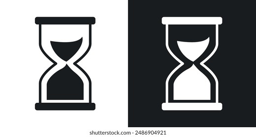 Hourglass vector icon set in solid black and white color