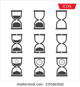 Hourglass vector icon set symbol isolated on white background.