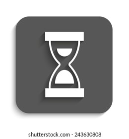 Hourglass - vector icon with shadow on a grey button