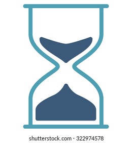 Hourglass vector icon. Style is bicolor flat symbol, cyan and blue colors, rounded angles, white background.