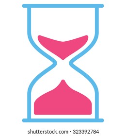 Hourglass vector icon. Style is bicolor flat symbol, pink and blue colors, rounded angles, white background.