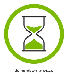 Hourglass vector icon. Style is bicolor flat rounded symbol, eco green and gray colors, rounded angles, white background.