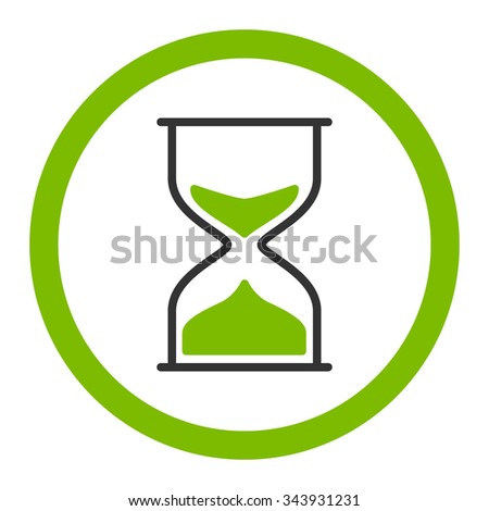 Hourglass vector icon. Style is bicolor flat rounded symbol, eco green and gray colors, rounded angles, white background.
