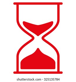 Hourglass vector icon. Style is flat symbol, red color, rounded angles, white background.