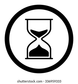 Hourglass vector icon. Style is flat rounded symbol, black color, rounded angles, white background.