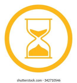 Hourglass vector icon. Style is flat rounded symbol, yellow color, rounded angles, white background.