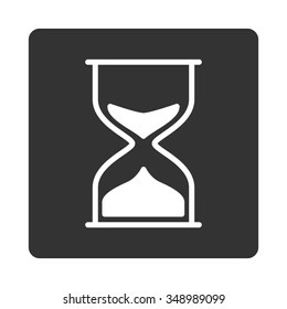 Hourglass vector icon. Style is flat rounded square button, white and gray colors, white background.