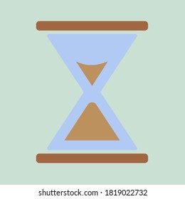 Hourglass. Vector illustration. Classic design. Time in minutes. Sand wooden clock