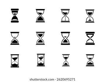 Hourglass Vector Illustration Collection, Hourglass Clip Art Clock Timer.