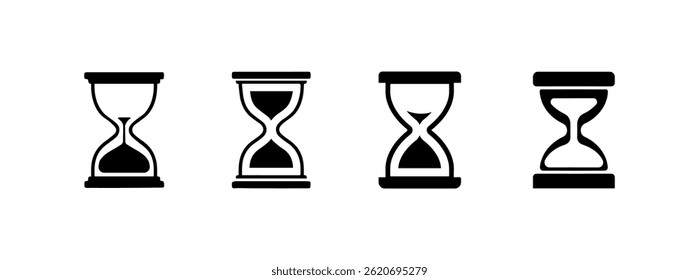Hourglass Vector Illustration Collection, Hourglass Clip Art Clock Timer.