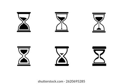 Hourglass Vector Illustration Collection, Hourglass Clip Art Clock Timer.