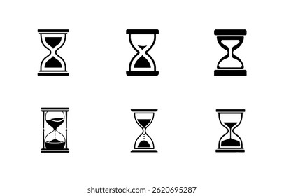 Hourglass Vector Illustration Collection, Hourglass Clip Art Clock Timer.