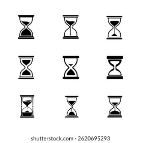 Hourglass Vector Illustration Collection, Hourglass Clip Art Clock Timer.