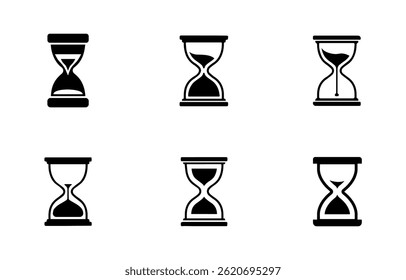Hourglass Vector Illustration Collection, Hourglass Clip Art Clock Timer.