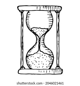 Hourglass. Vector illustration. Isolated object on a white background. Hand-drawn style.