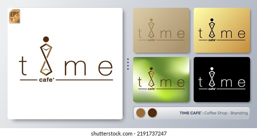 hourglass vector illustration Logo design. Blank name for insert your Branding. Designed with examples for all kinds of applications. You can used for company, indentity, coffee shop, restaurant.