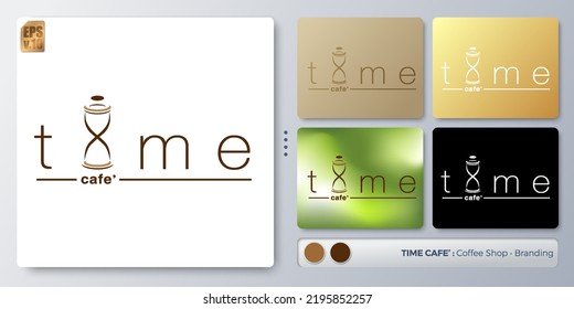 hourglass vector illustration Logo design. Blank name for insert your Branding. Designed with examples for all kinds of applications. You can used for company, indentity, coffee shop, restaurant.