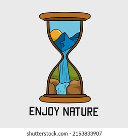 ilustración vectorial de vidrio de hormigón con vista de montaña