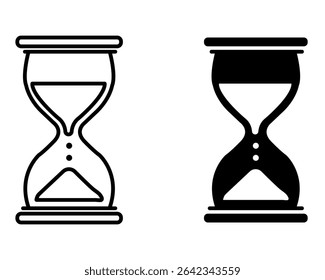 Hourglass vector illustrations representing time management and deadlines, ideal for presentations, educational materials, business concepts, and productivity visualizations.