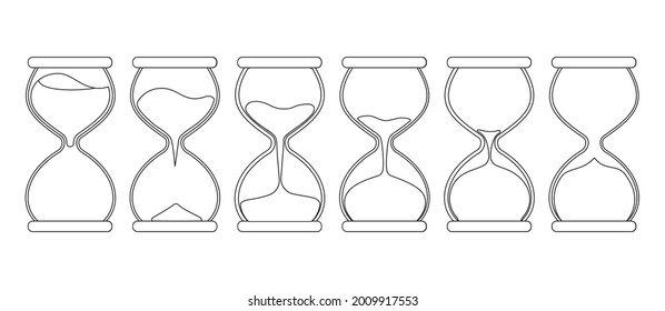 Hourglass vector outline set icon. Vector illustration sand clock on white background. Isolated outline set icon hourglass.