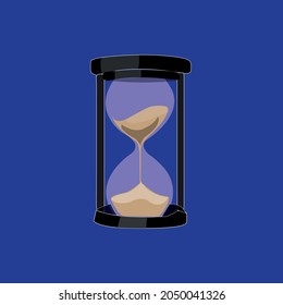 Hourglass vector sand clock on blue background Vector illustration in concept time, technology, modern