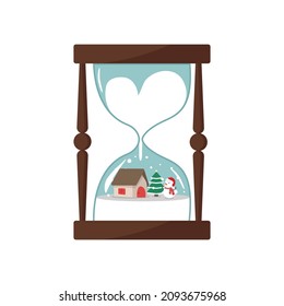 Hourglass village and snow inside vector