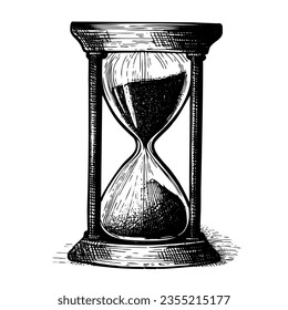 hourglass vintage illustration on white background