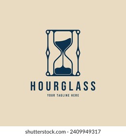 hourglass vintage logo icon vector minimalist illustration design, sand glass flow logo design