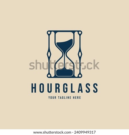 hourglass vintage logo icon vector minimalist illustration design, sand glass flow logo design