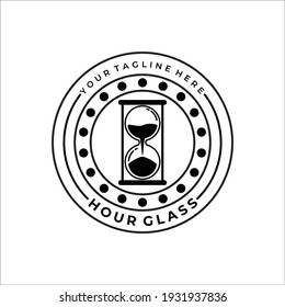 hourglass vintage logo vector illustration design