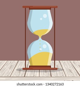 Hourglass vitnage clock on table